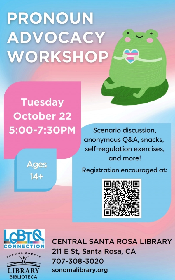 From LGBTQ Connection: October 22 Pronoun Workshop